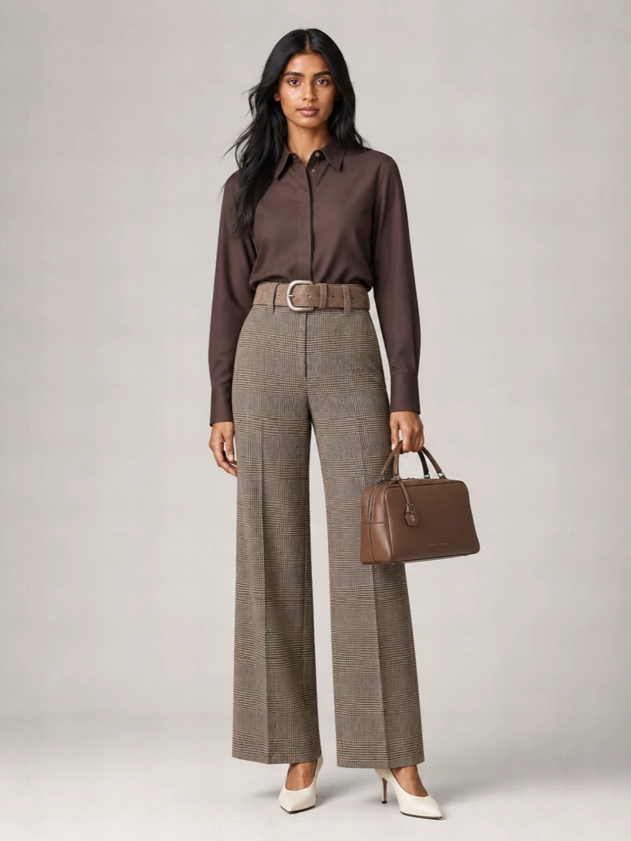 Brunello Cucinelli Linen Prince Of Wales Slightly Flared Trousers