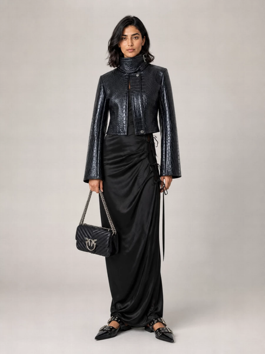 Sportmax Cropped Alligator-Print Jacket