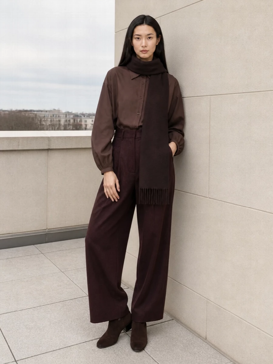 Closed brown shirt pt torino wide leg trousers