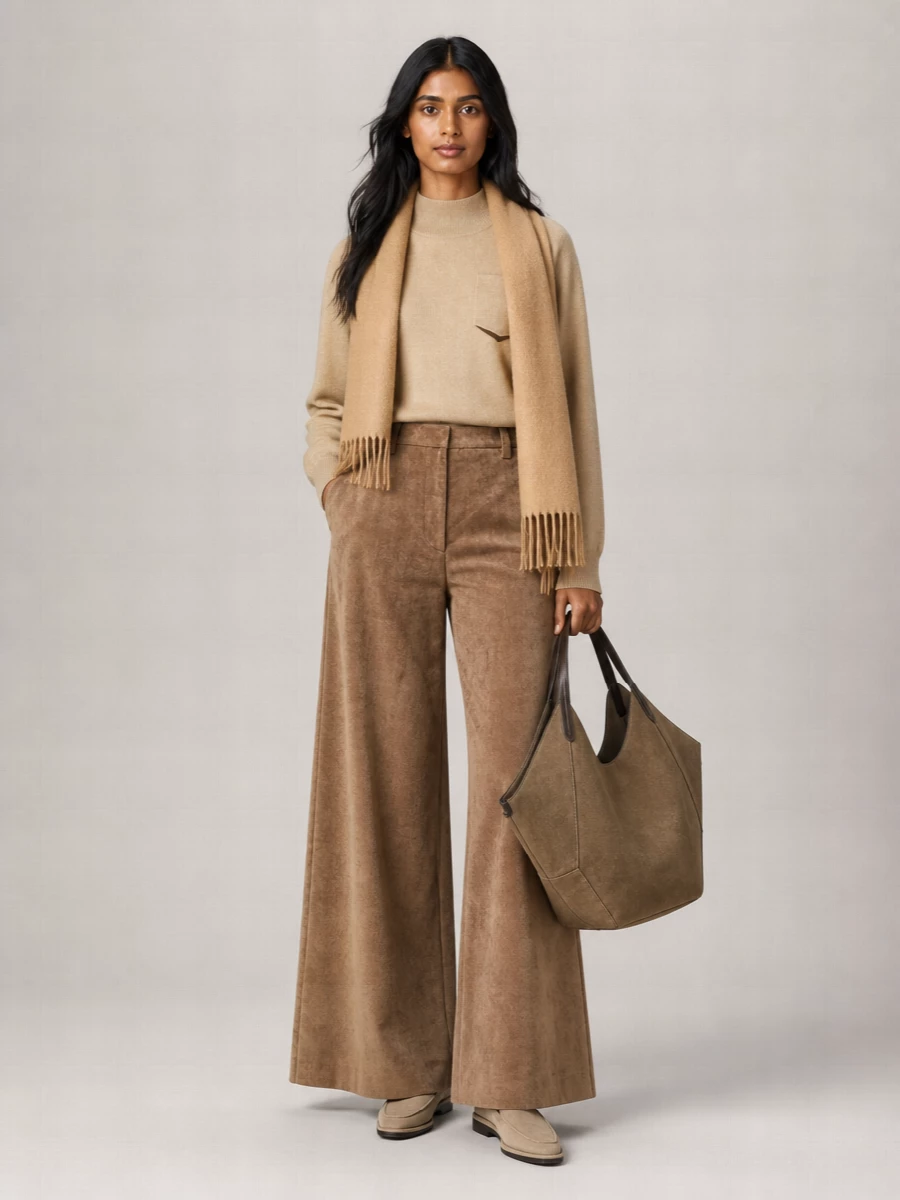 Brunello Cucinelli Cashmere-Blend Flared Wide-Leg Trousers