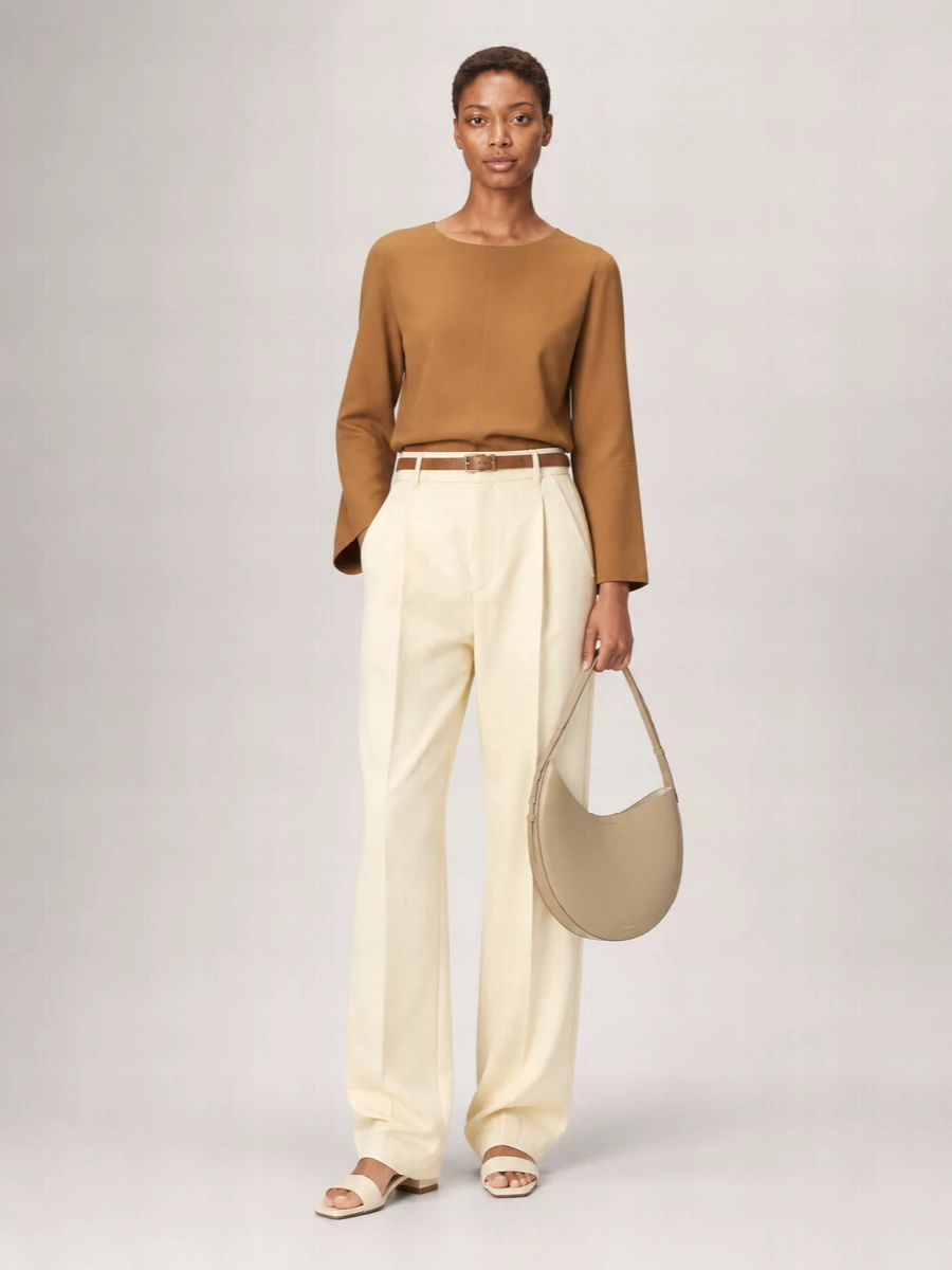 Soeur Cropped Long-Sleeve Cotton Blouse