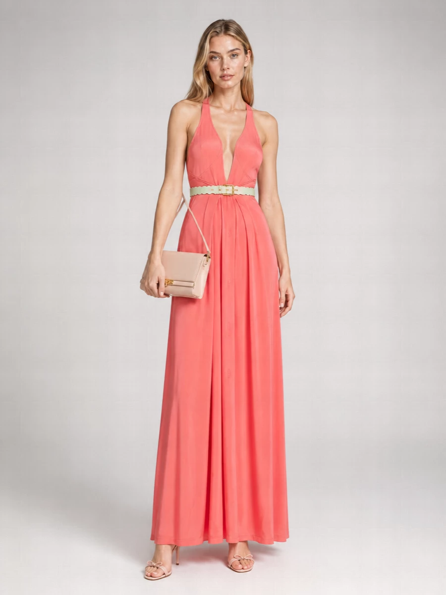 Fendi Viscose Satin Maxi Dress