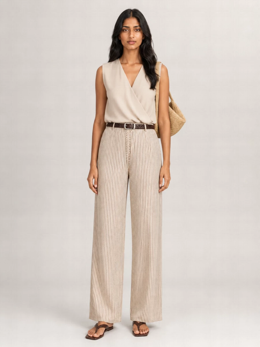 Alysi Striped Wide-Leg Trousers