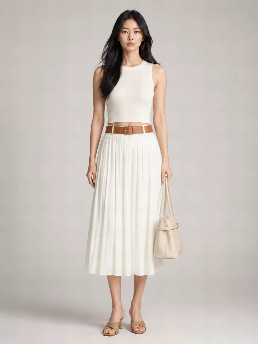 Weekend Max Mara Cotton Pleated Midi Skirt