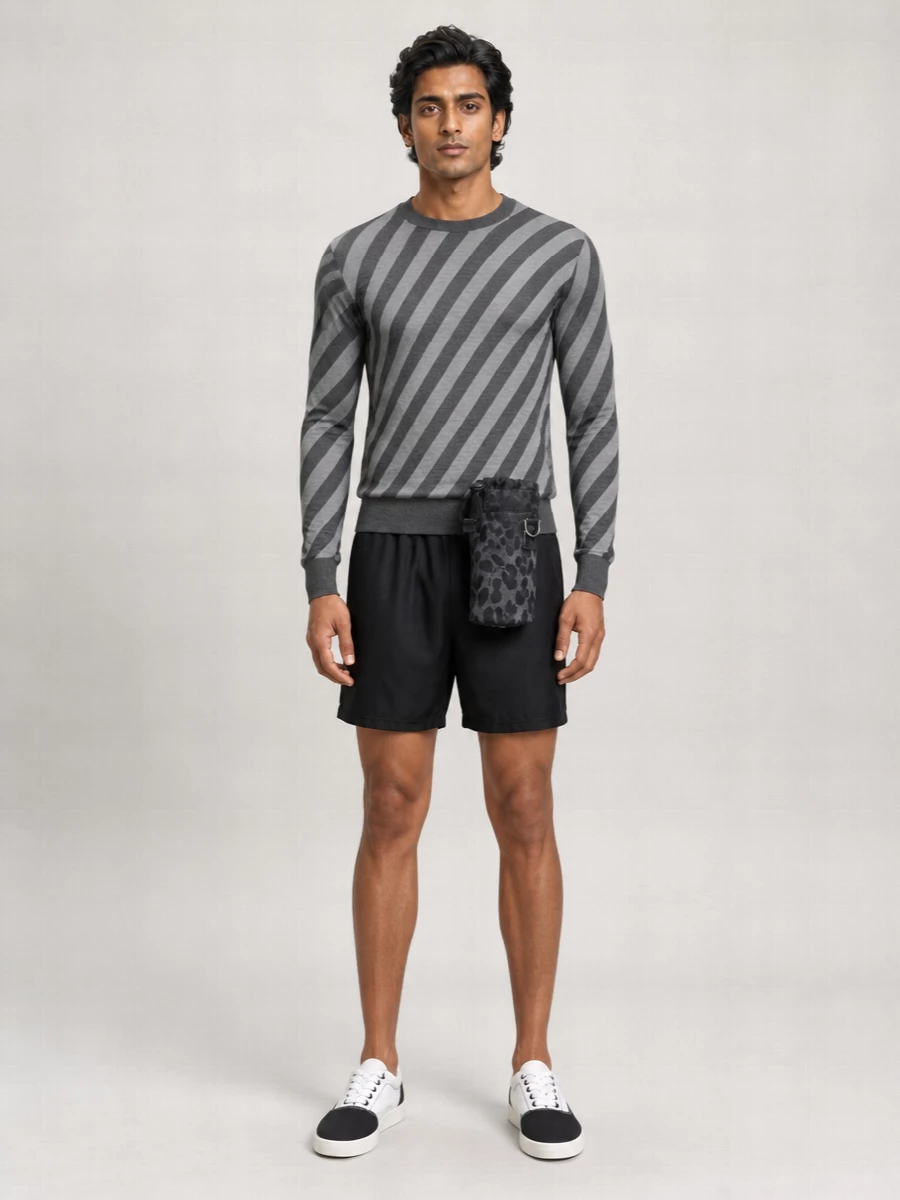 Dolce&Gabbana Silk Striped Long-Sleeve Sweater
