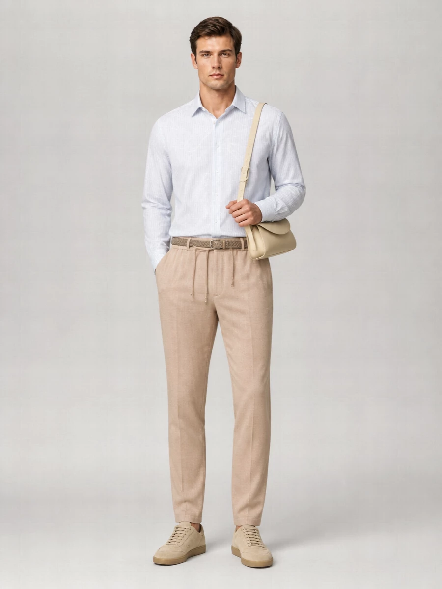 Etro Linen Blend Straight-Leg Trousers