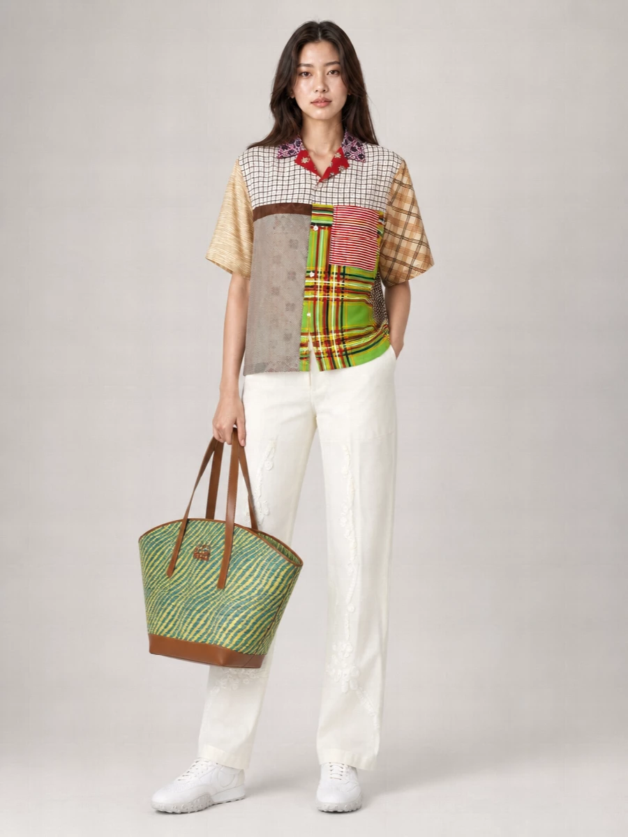 Marine Serre Silk Bowling Shirt