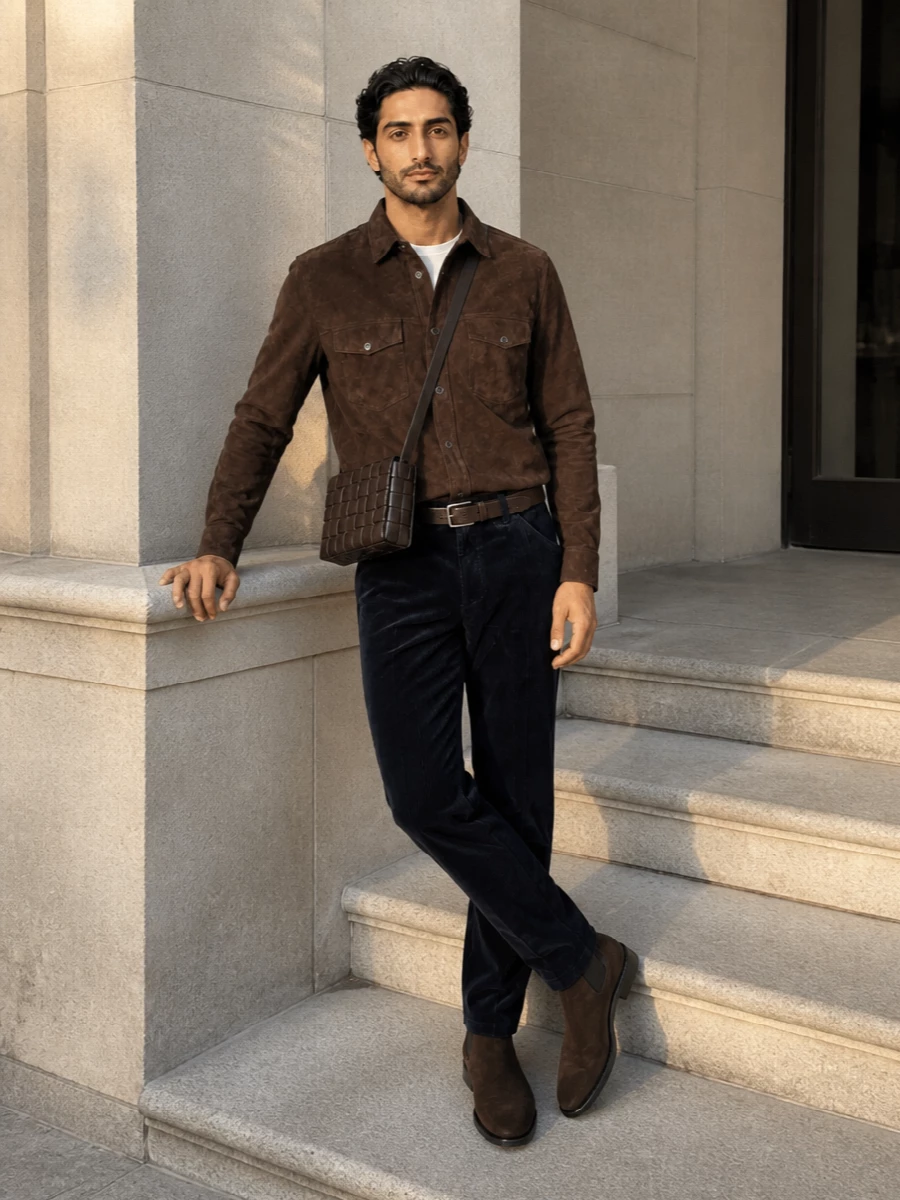 Jacob cohen suede overshirt brunello cucinelli denim