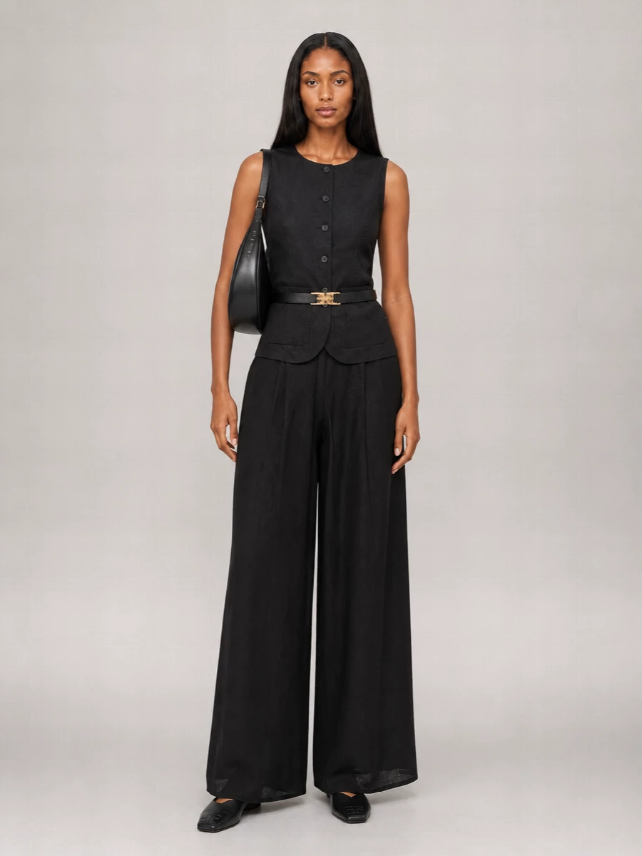 Semicouture Linen Sleeveless Vest