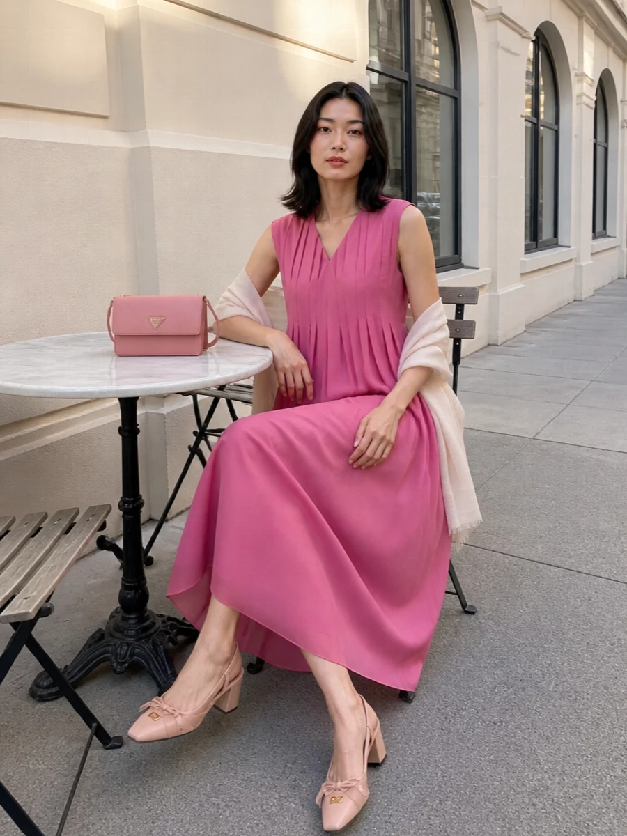Max mara pink midi dress valentino slingbacks