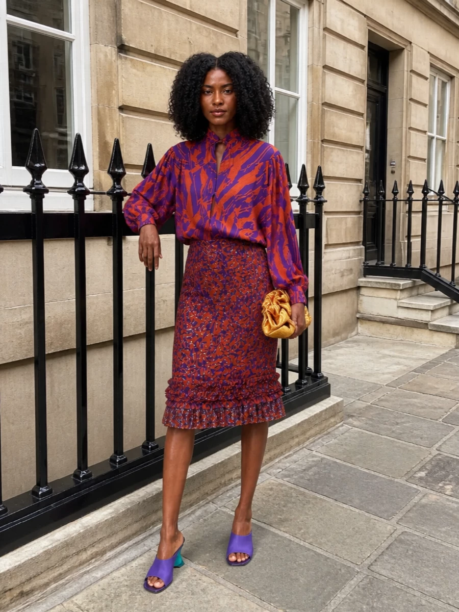 Dries van noten violet orange blouse outfit