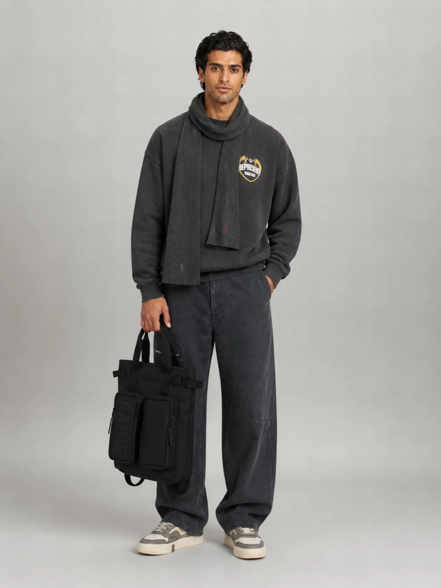 Represent Cotton Boxy-Fit Ribbed Sweatshirt