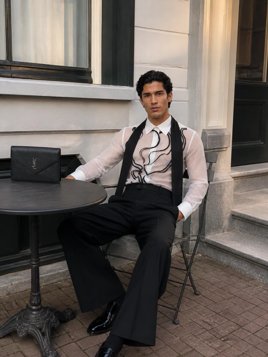 Dolce gabbana sheer shirt jil sander trouser