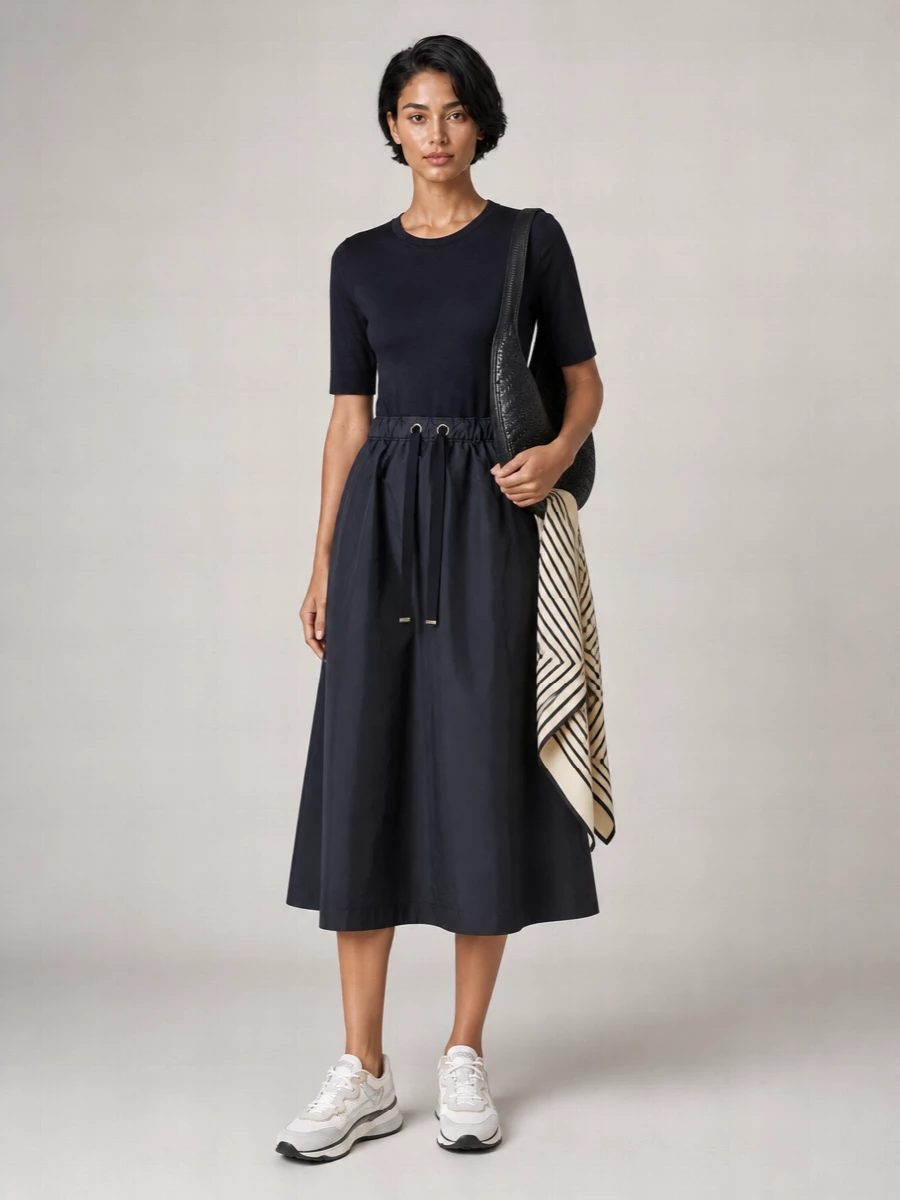 Herno Waistband Crew Neck Midi Drawstring Sleeves