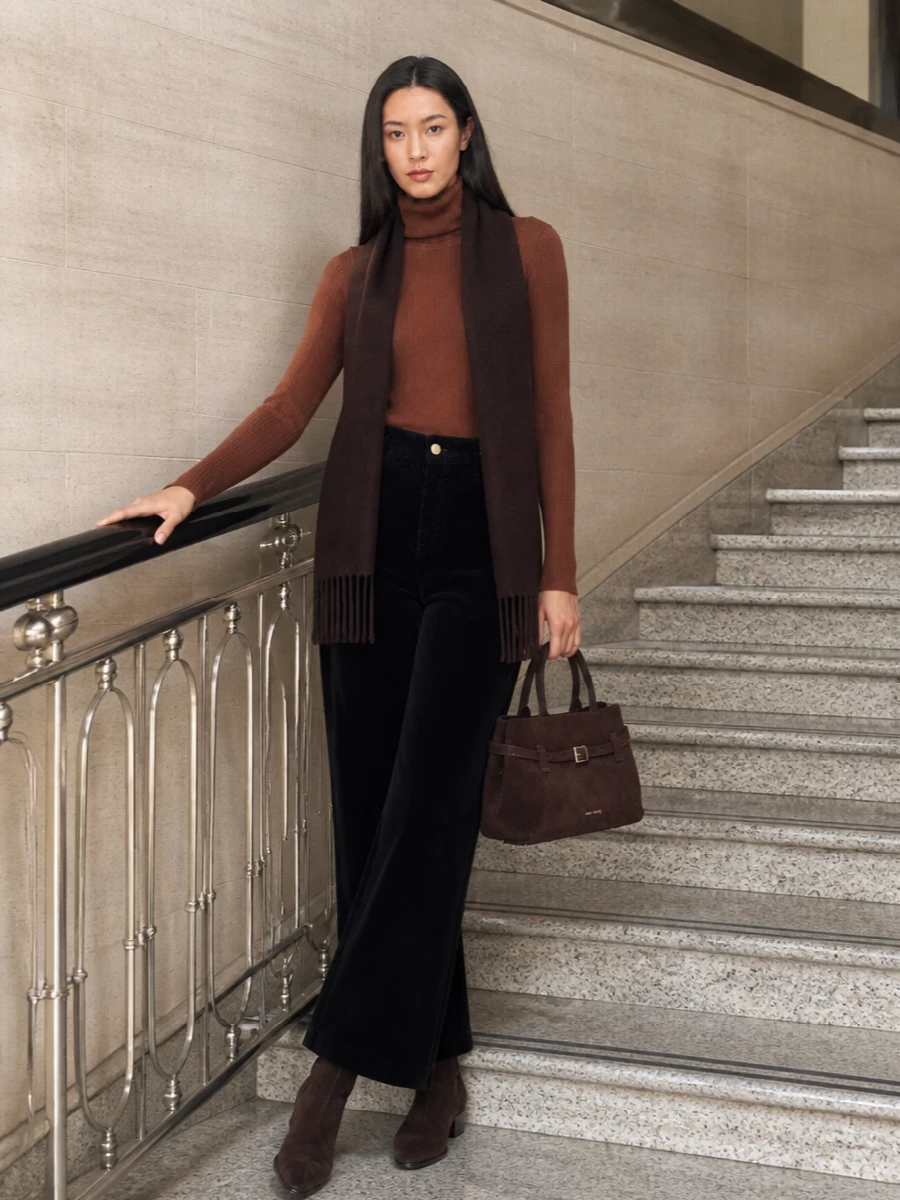 S max mara corduroy trousers caramel turtleneck