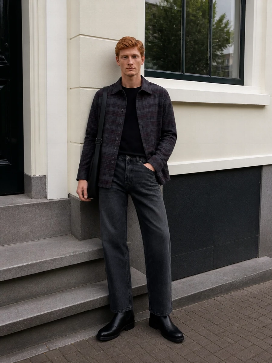 Our legacy checked shirt jacket black jeans outfit