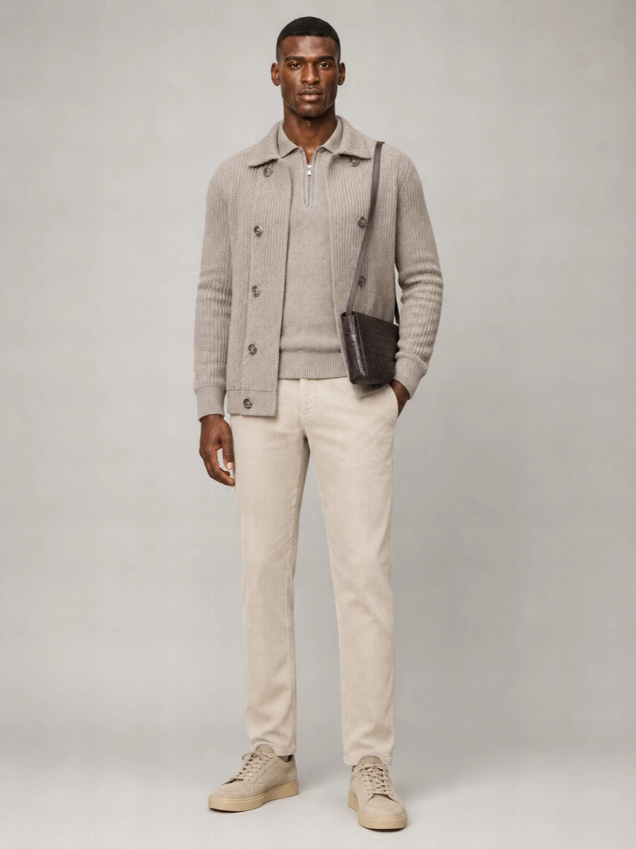 Brunello Cucinelli Cashmere English Rib Double-Breasted Cardigan