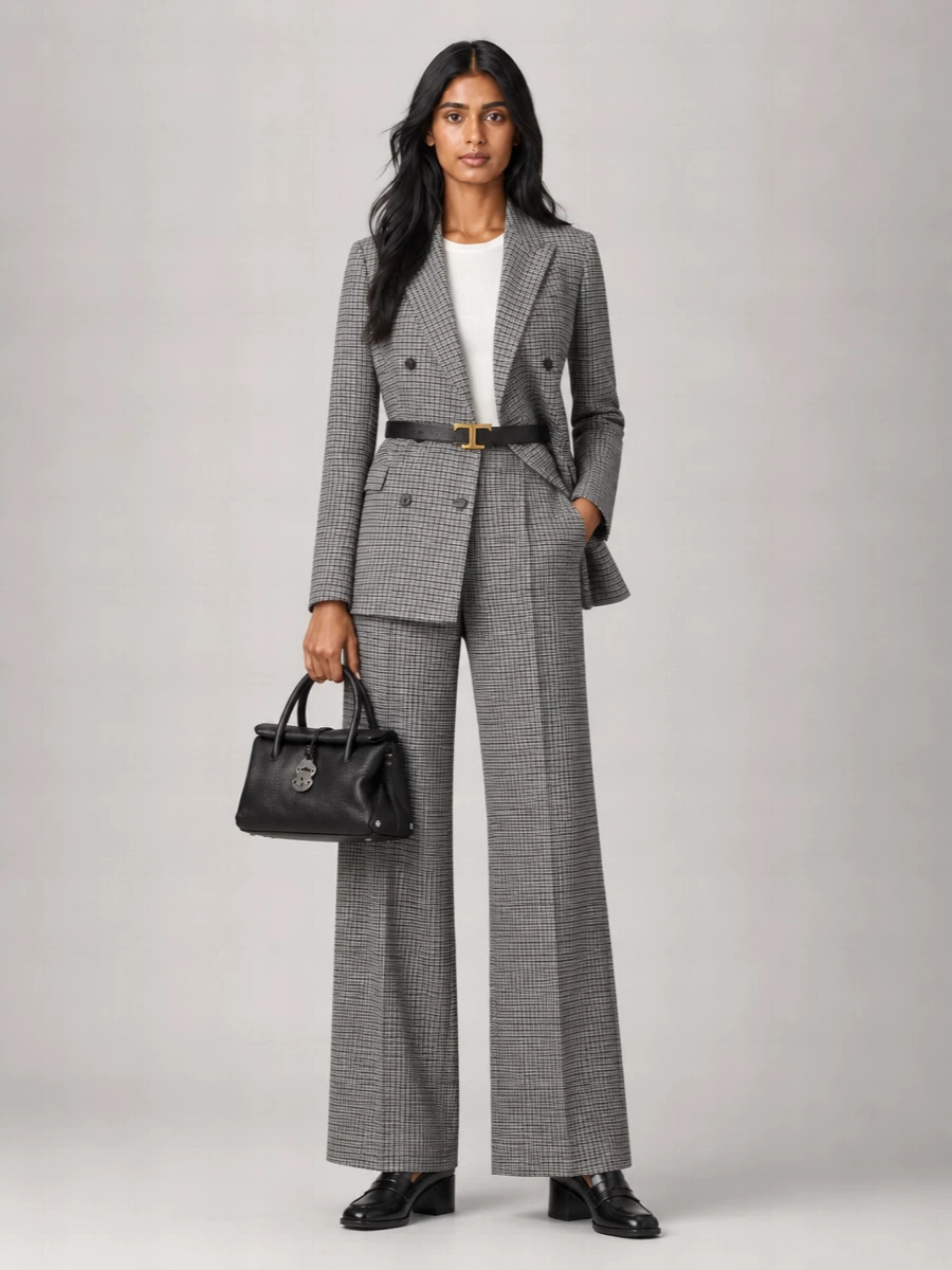 Circolo 1901 Checked Straight-Leg Suit Trousers