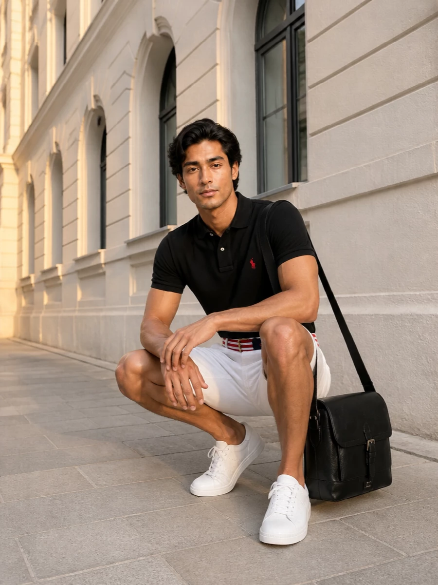 Ralph lauren polo white chino shorts adidas sneakers