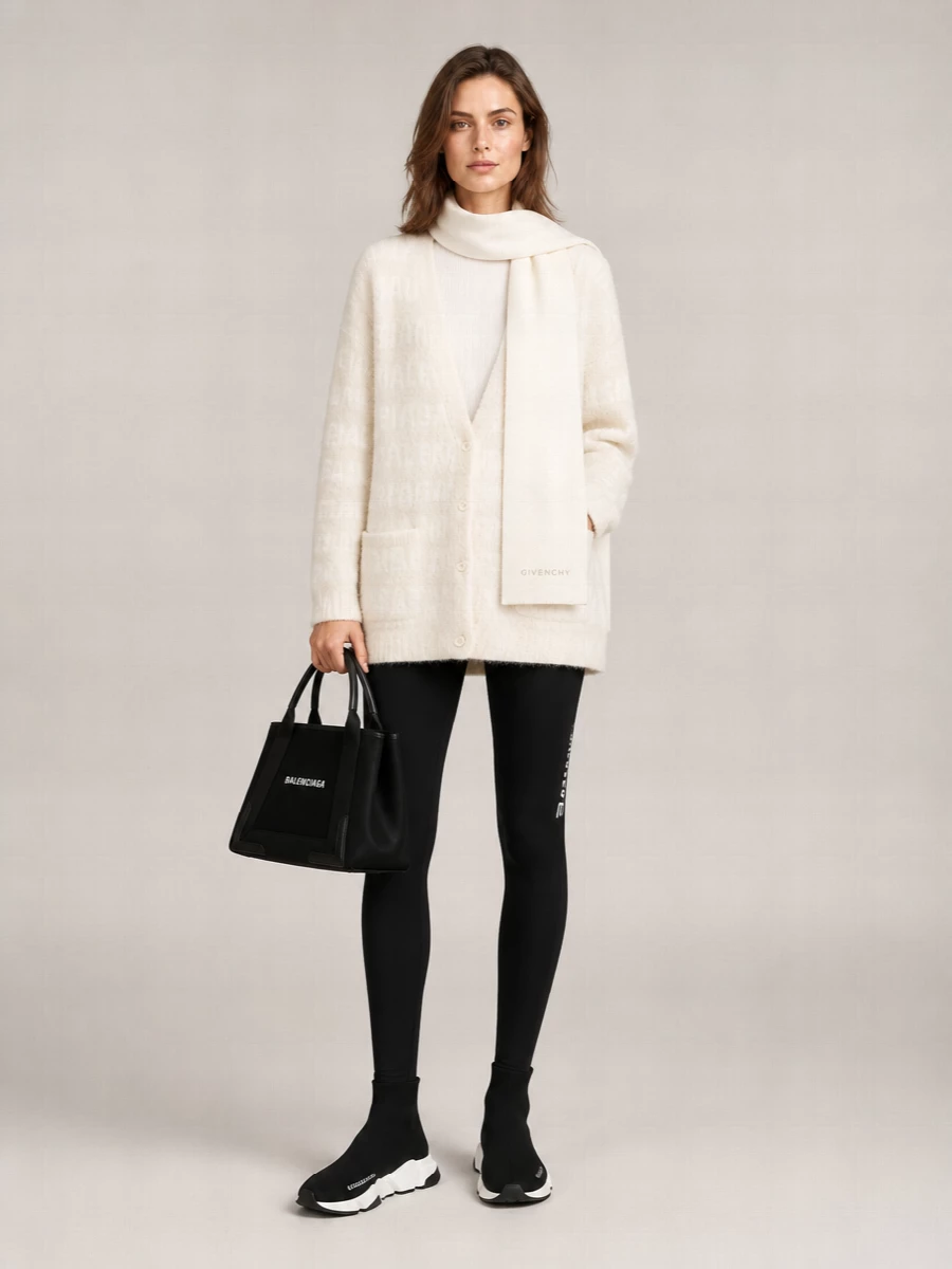 Balenciaga Oversized V-Neck Cardigan