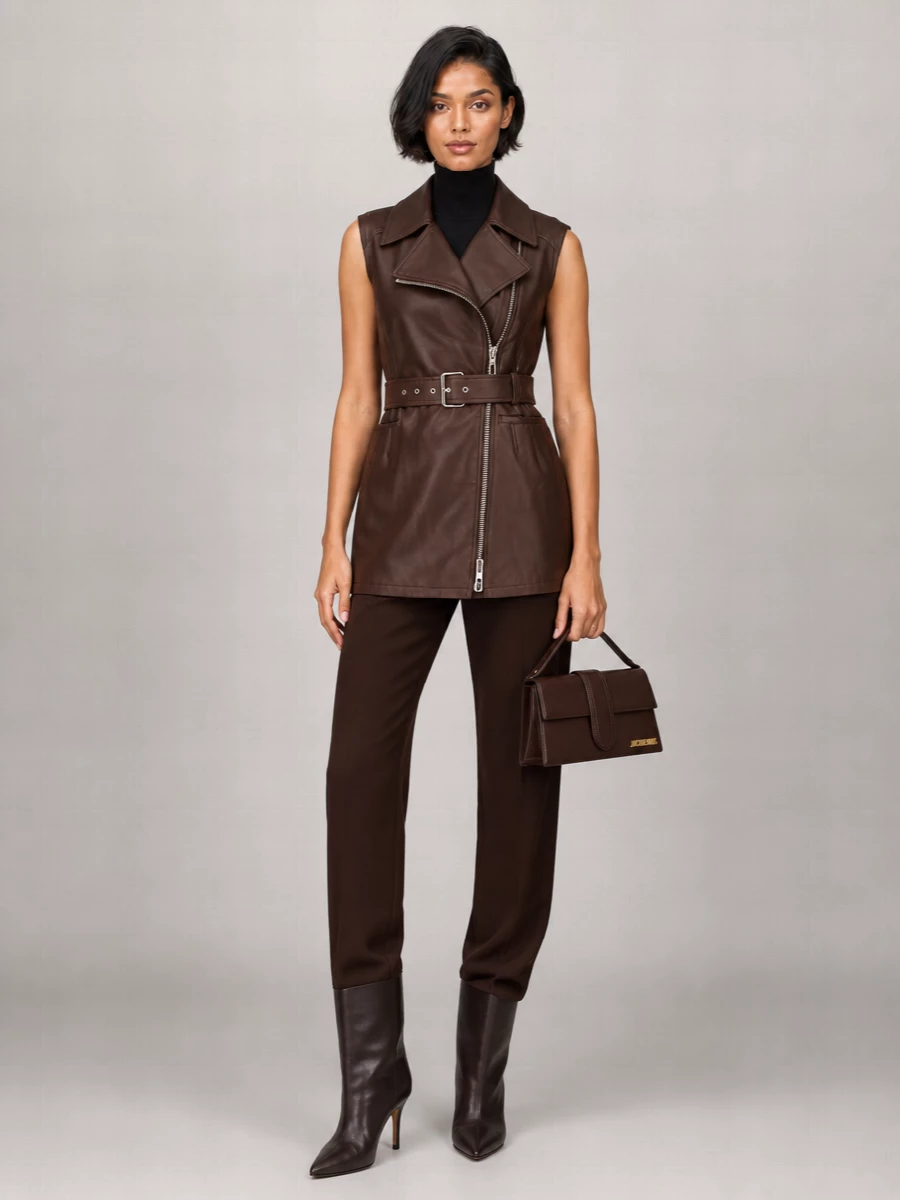 Sportmax Lamb Leather Single-Breasted Coat