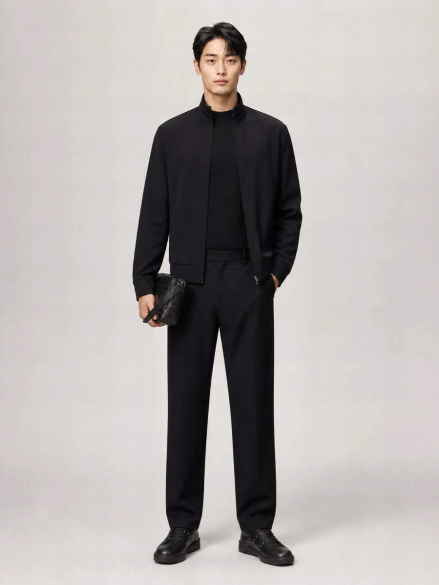 Valentino Garavani Satin High Neck Zip Sweatshirt Jacket