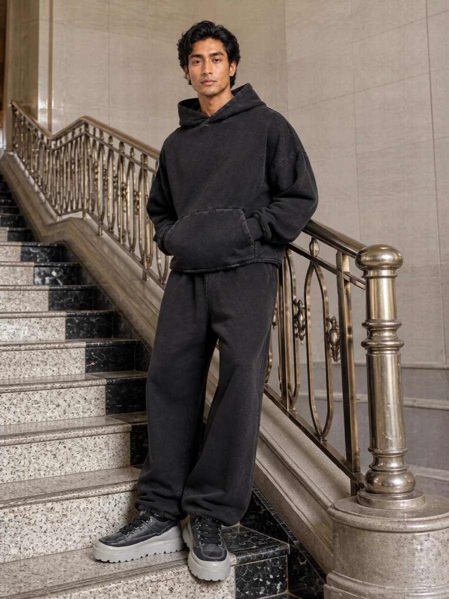 Entire studios charcoal hoodie chunky sneakers outfit
