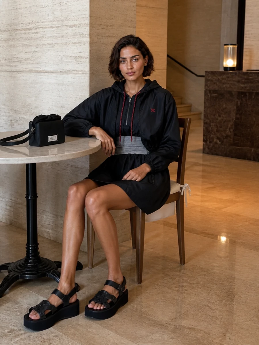Celine jacket miu miu hooded mini dress outfit