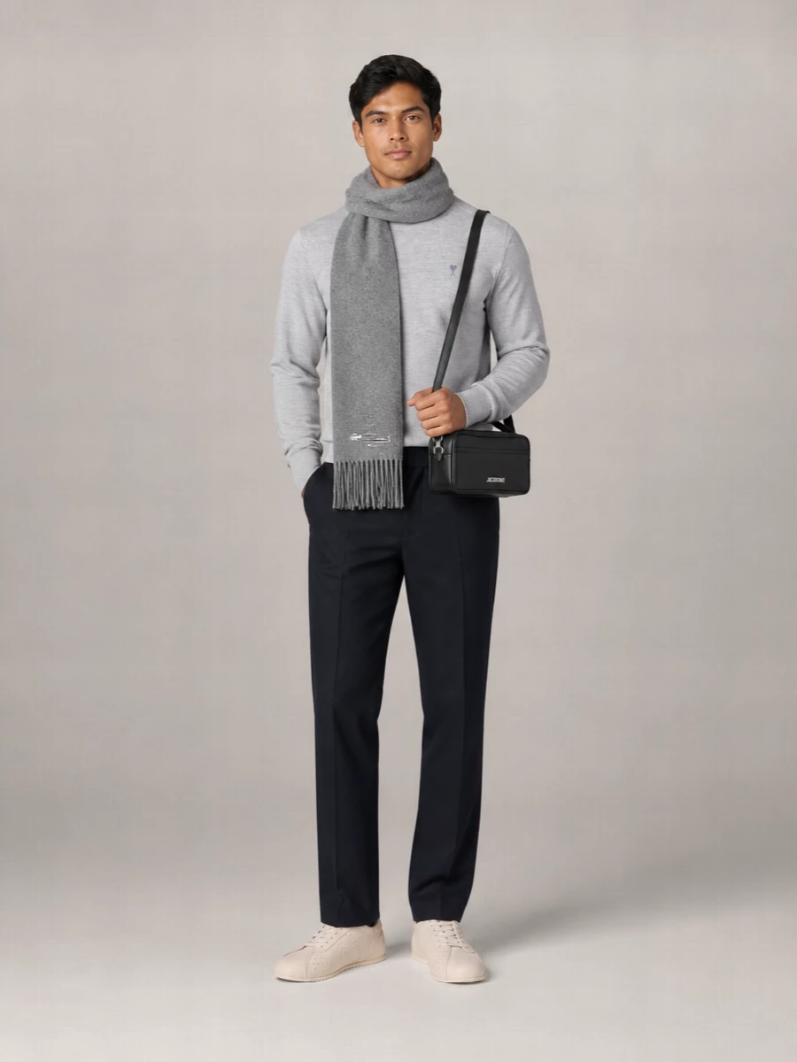 Ami Paris Ribbed Crewneck Cotton Sweater
