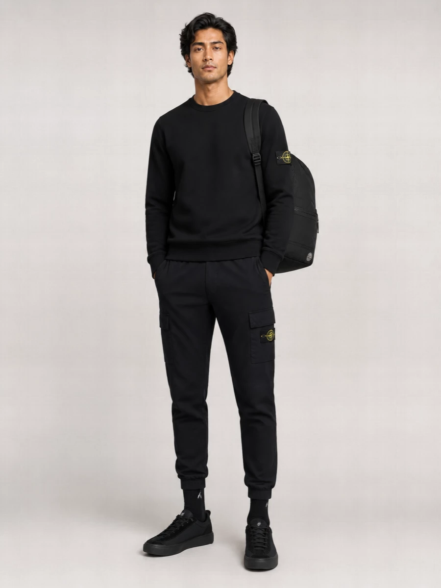 Stone Island Cotton Blend Crew Neck Pullover