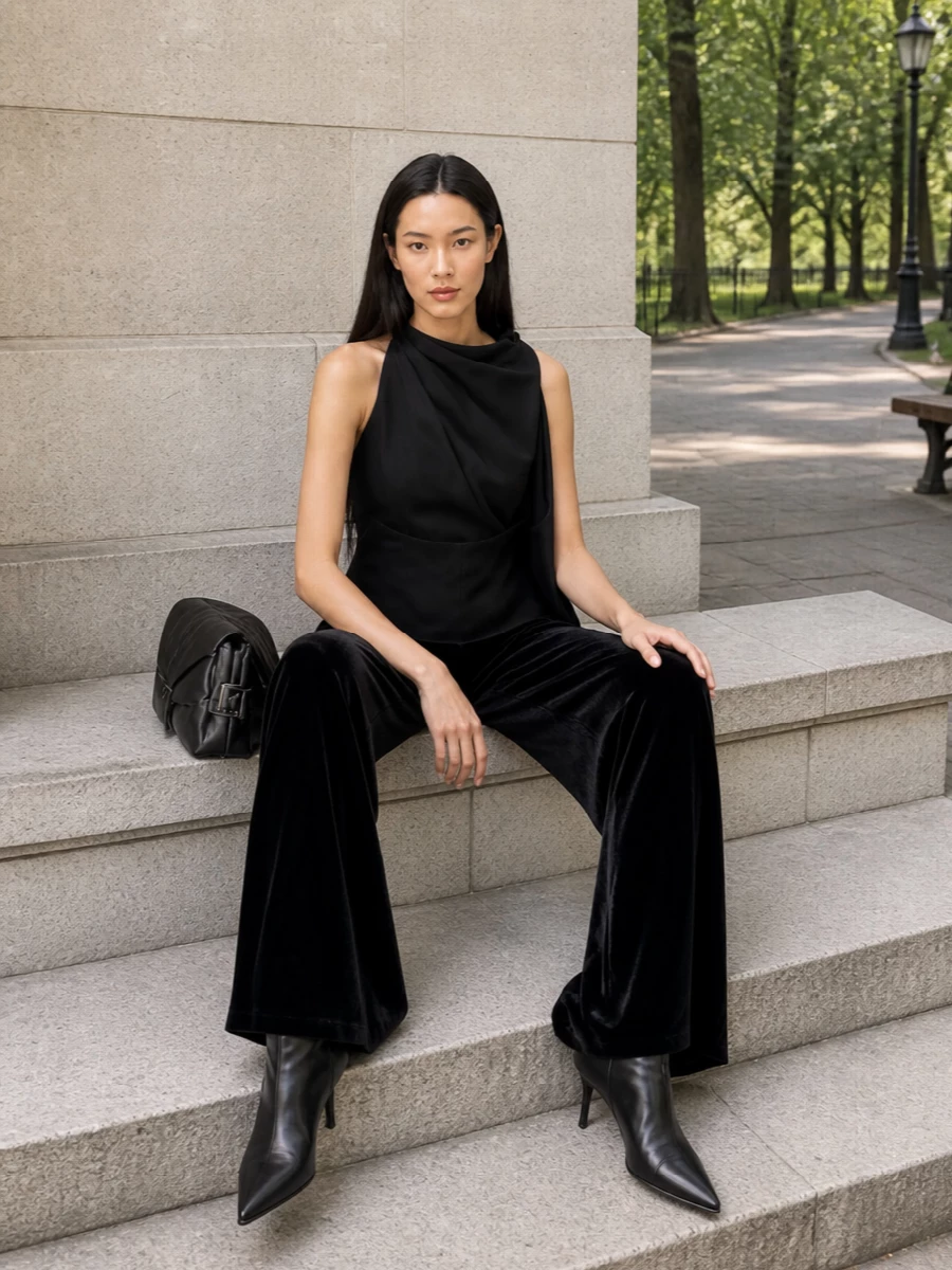 Rick owens velvet trousers sculptural black top