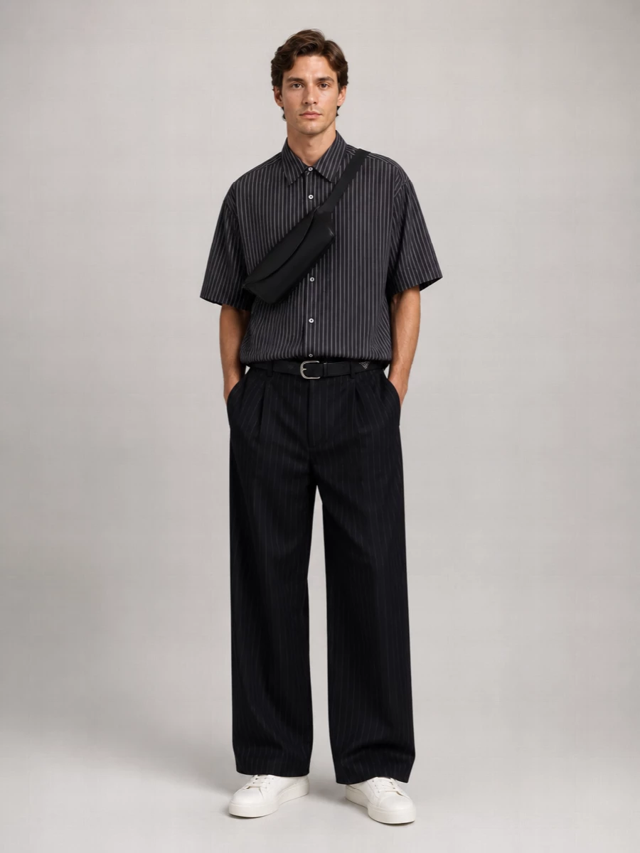 Studio Nicholson Pinstriped Relaxed-Fit Wide-Leg Trousers