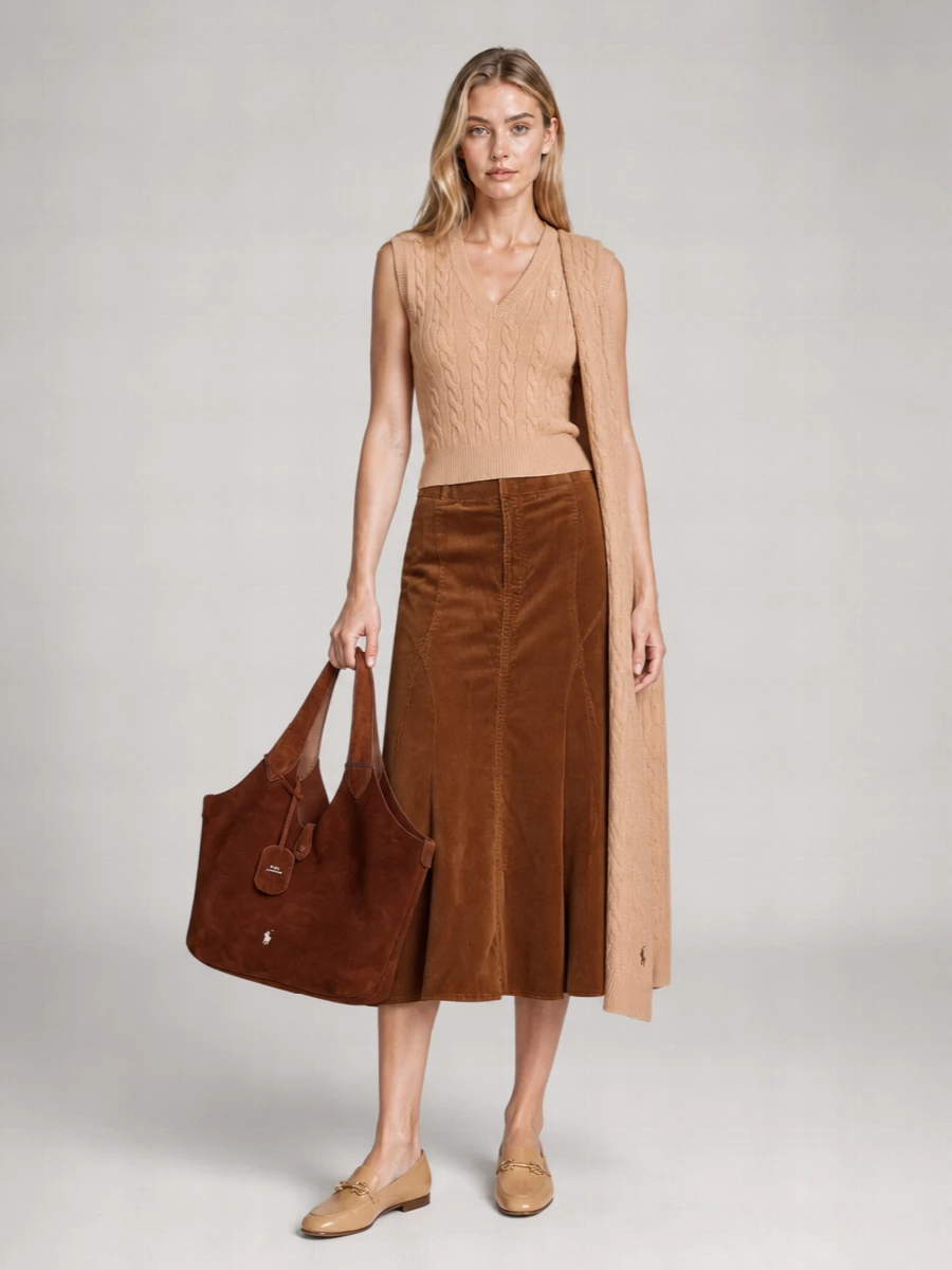 Ralph Lauren Wool Cashmere V-Neck Sleeveless Textured Top