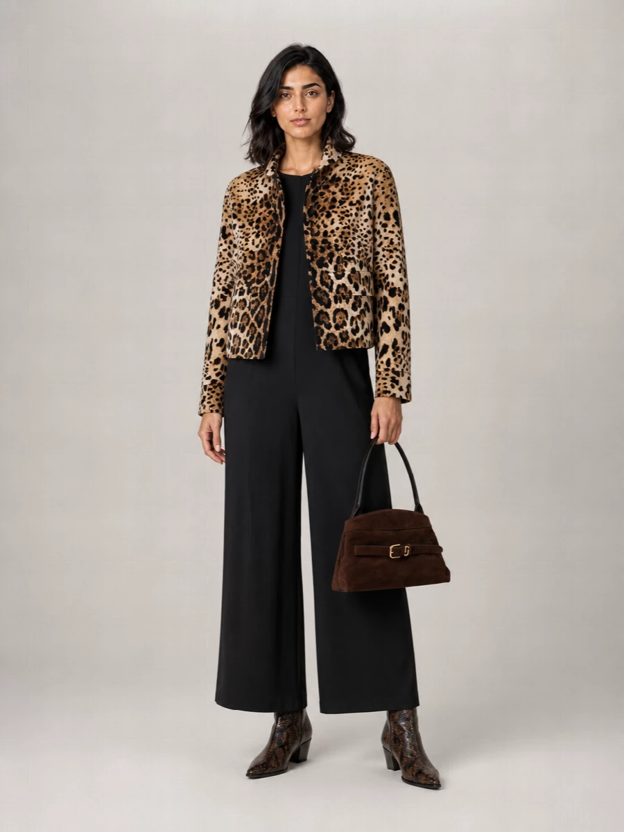 S Max Mara Velvet Animal Print Boxy Jacket