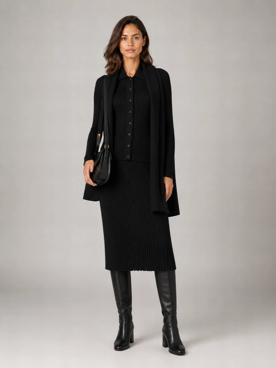 Prada Leather Knee-High Block-Heel Boots