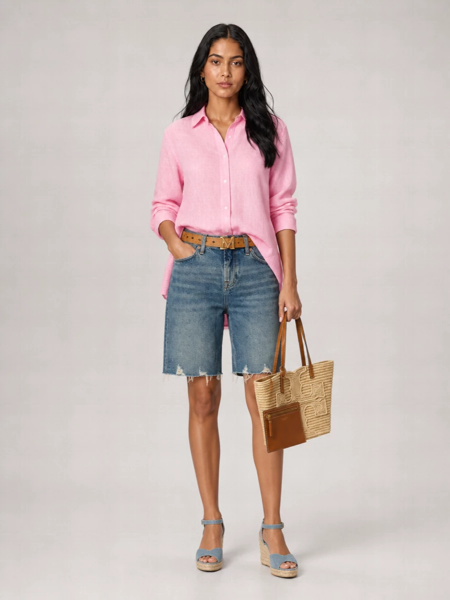 7 For All Mankind Denim Knee-Length Bermuda Shorts