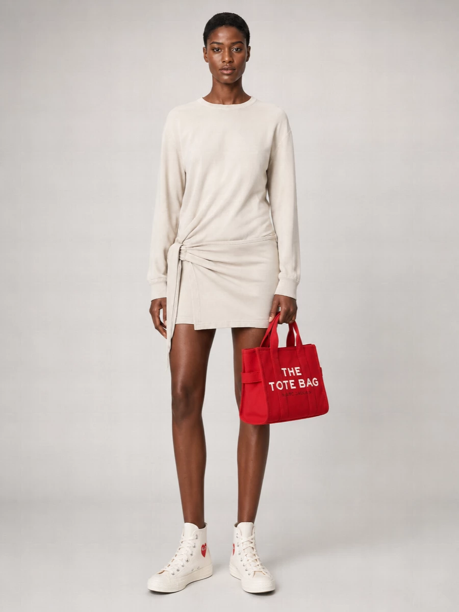 Marc Jacobs Canvas Medium Tote Bag With Text Print