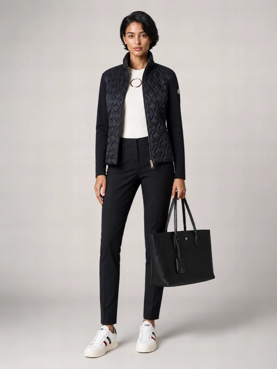 Moncler Quilted Zip-Up Cardigan