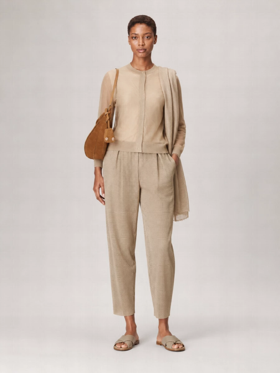 Fabiana Filippi Fine-Knit Virgin Wool Cotton Tulle Cardigan