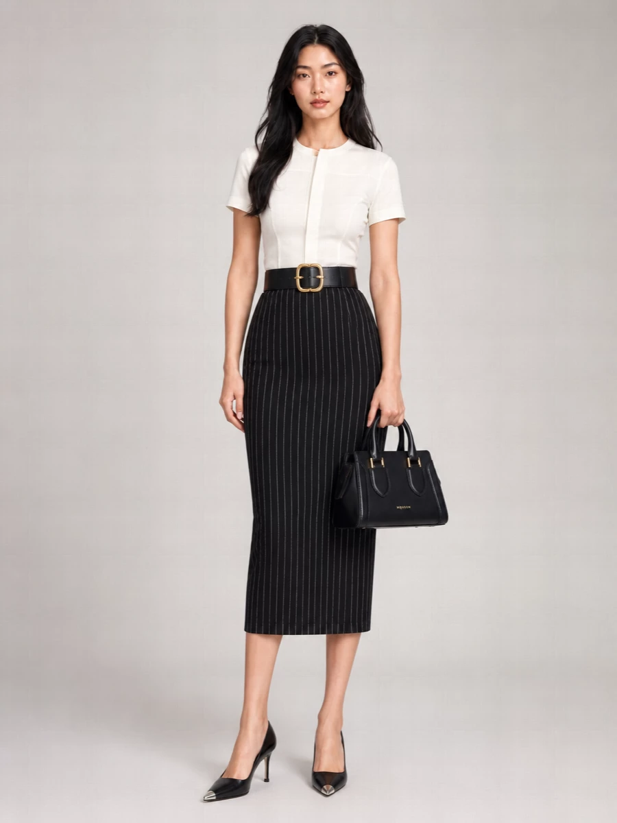 Alexander Mcqueen Wool High-Rise Striped Skirt