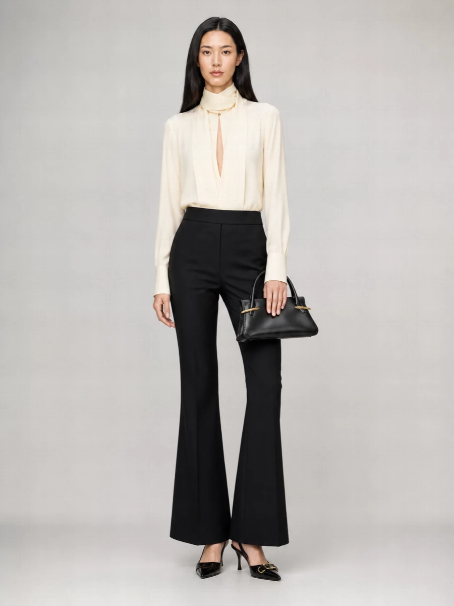 Givenchy Silk Relaxed-Fit Scarf-Neck Blouse