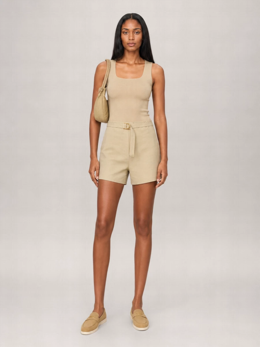 Prada Linen Blend Tailored Shorts