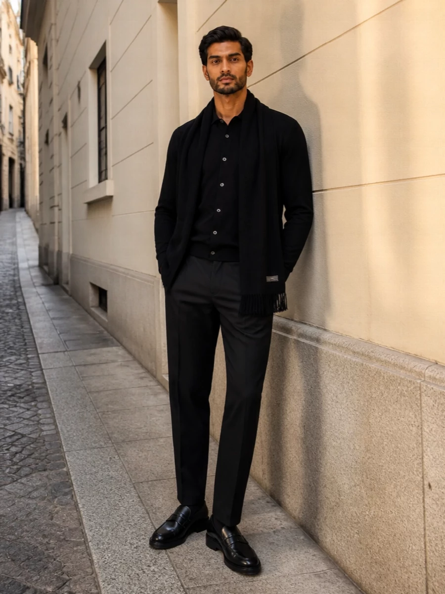 Lardini cardigan jil sander trousers tods loafers