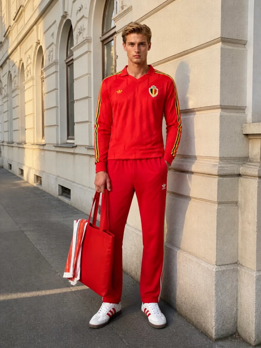 Adidas red track outfit terrace sneakers