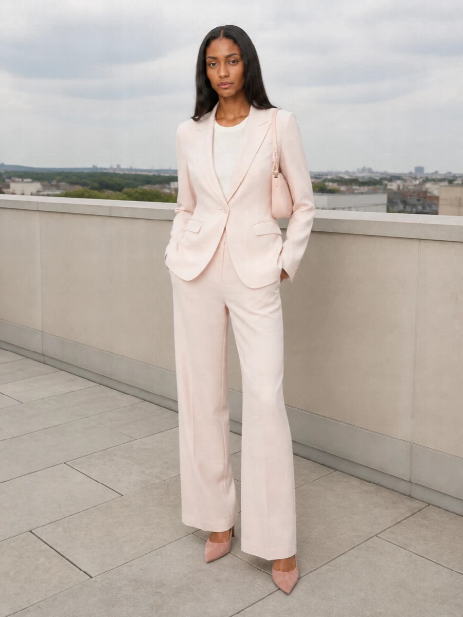 Emporio armani blush suit wide leg trousers