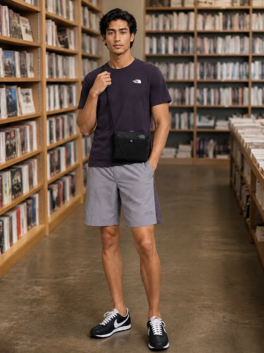 North face tech shorts black nike runners outfit