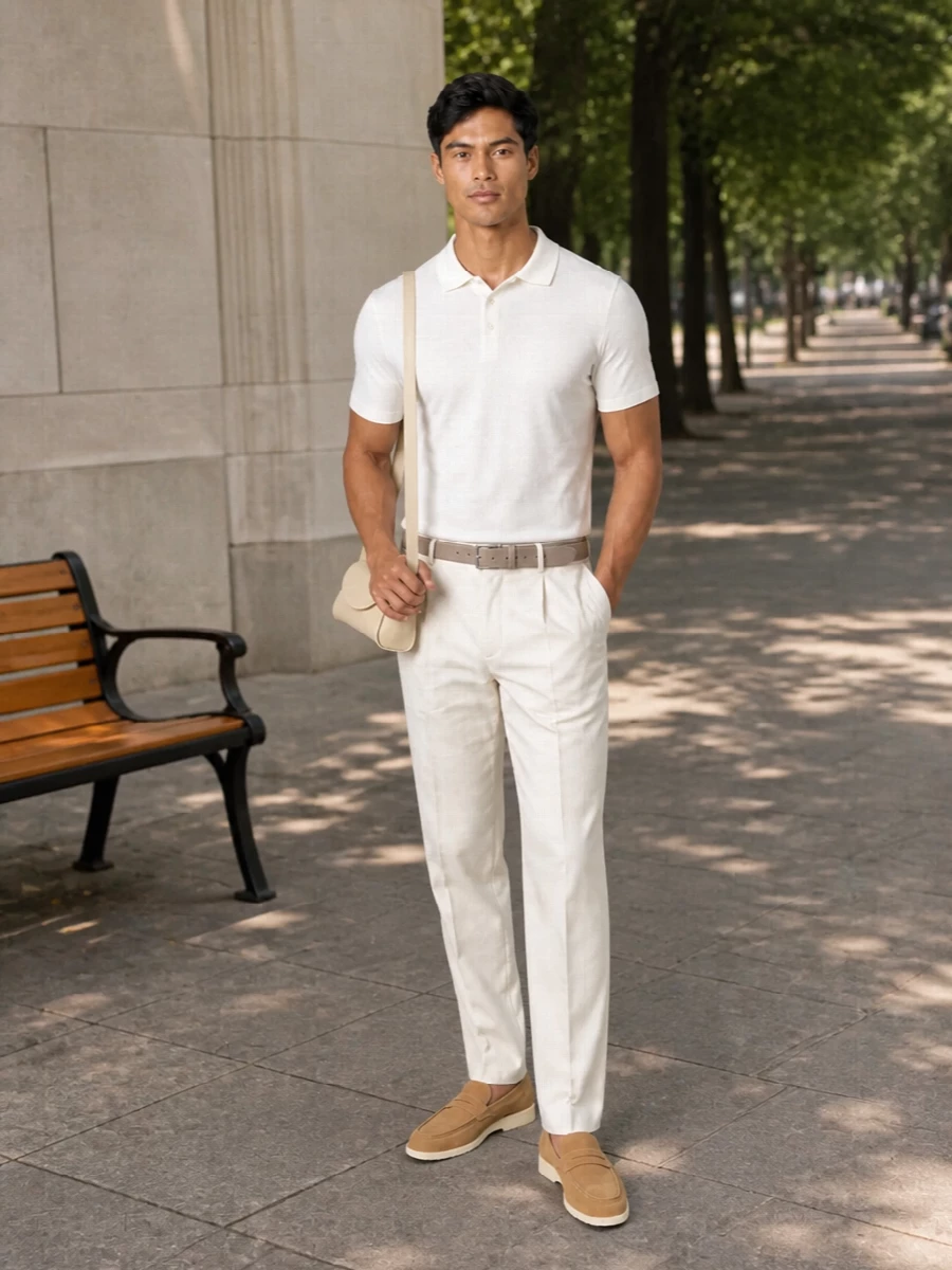 Herno polo off white trousers tods loafers