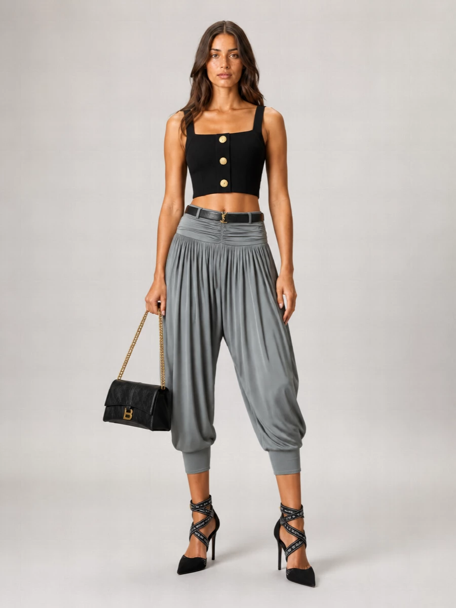 Balmain Pleated Cropped Trousers