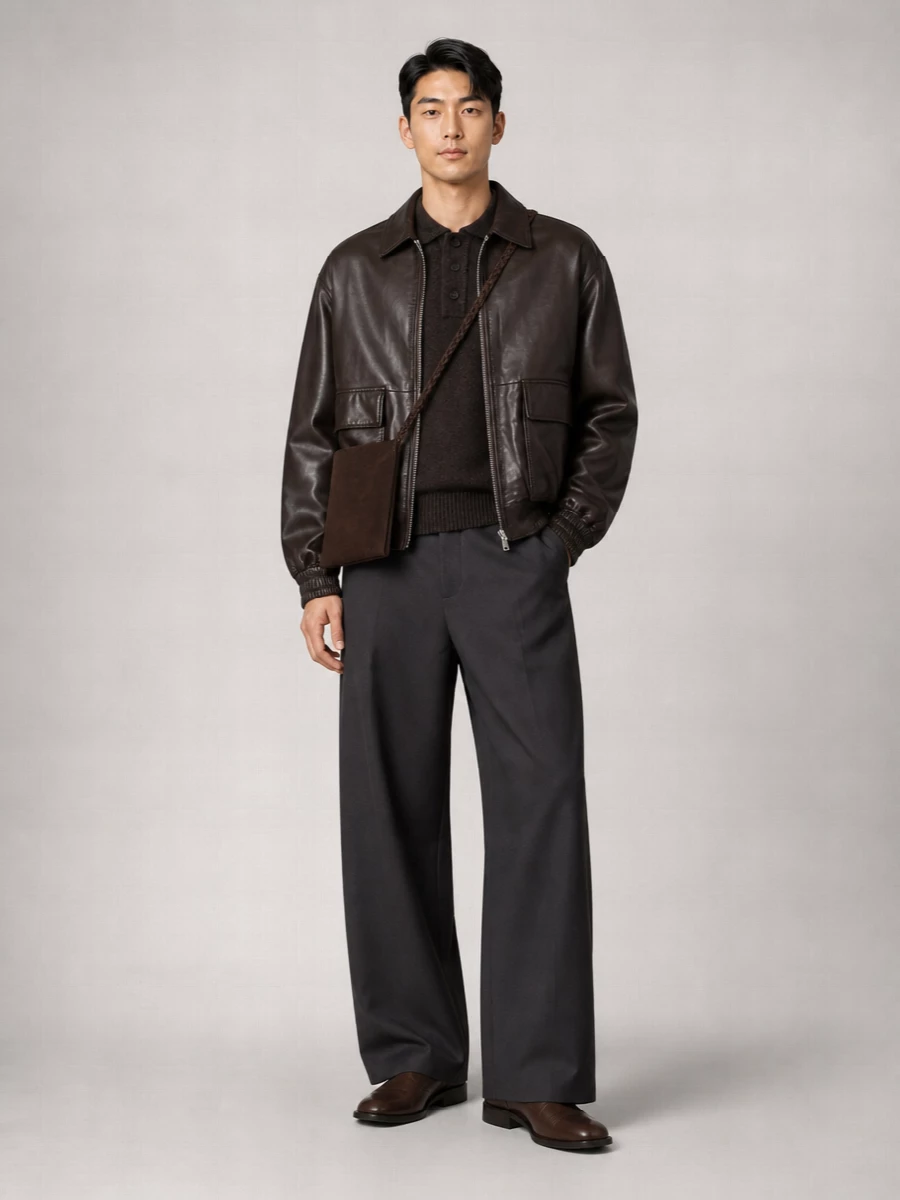 Studio Nicholson Lamb Leather Bomber Jacket