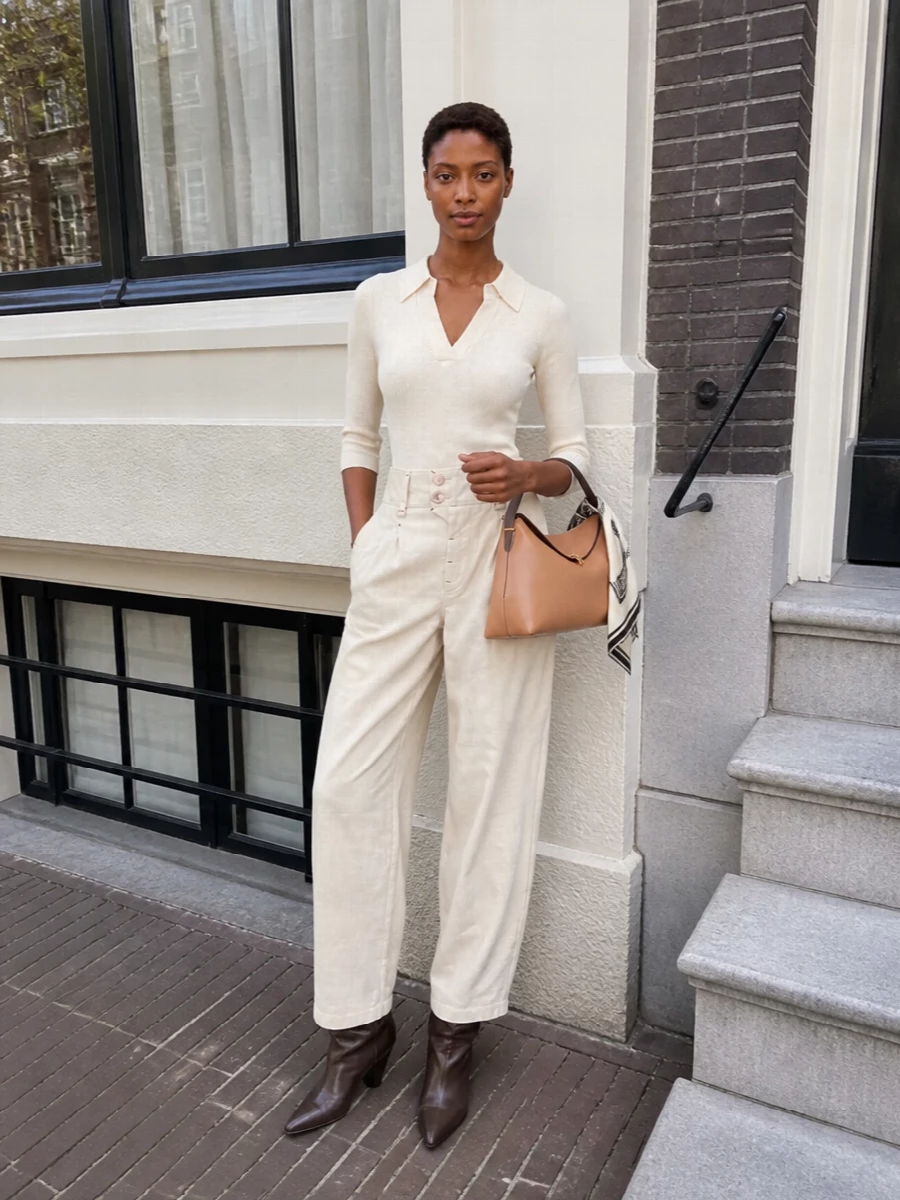 Isabel marant cream knit wide leg trouser outfit